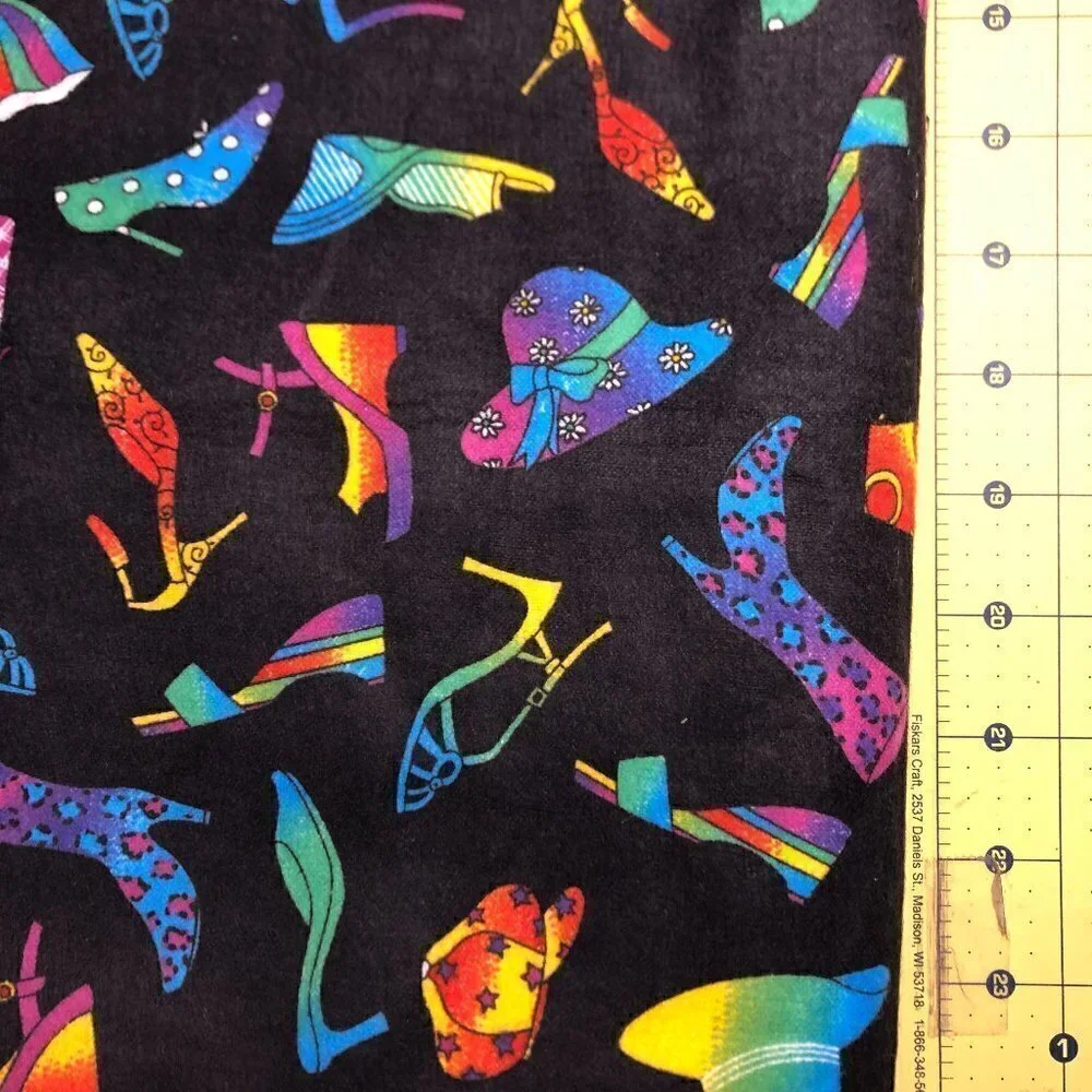 🛒 $13 Flannel Fabric - 2 1/2 yards Shoes Fashion Quilt Craft